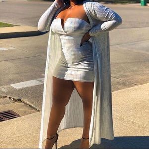2 piece includes a Dress and a duster cardigan